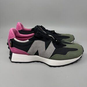 New Balance 327 Shoes Mens Sz 10.5 Black Gray Pink Green Suede Cordura MS327WR1